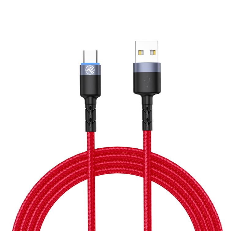 Tellur Data cable USB to Type-C with LED Light, 3A, 1.2m red