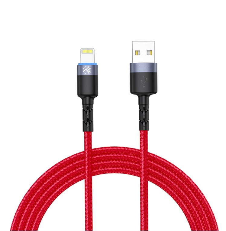 Tellur Data cable USB to Lightning with LED Light, 3A, 1.2m red