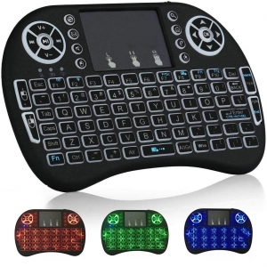 RoGer Q8 Wireless Mini Keyboard For PC / PS3 / XBOX 360 / Smart TV / Android + TouchPad Black (With RGB Backlight)