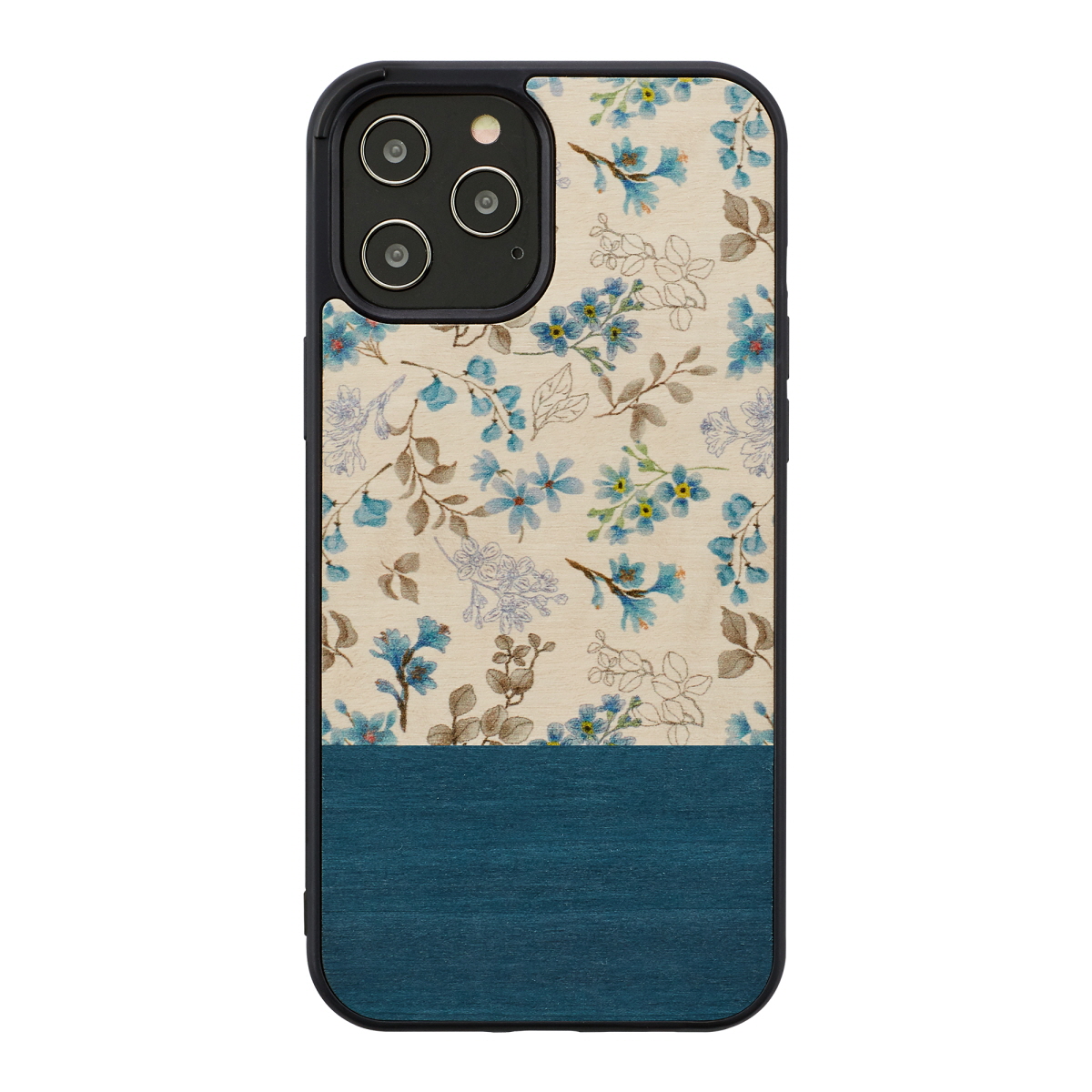 MAN&WOOD case for iPhone 12/12 Pro blue flower black