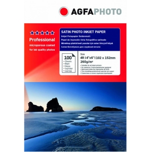 Agfaphoto fotopaber 10x15 Professional Satin 260g 100 lehte