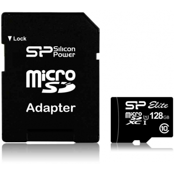 Silicon Power карта памяти microSDXC 128GB Elite UHS-I Class 10 + адаптер