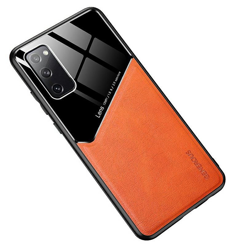 Mocco Lens Leather Back Case Кожанный чехол для Apple Iphone 12 Оранжевый