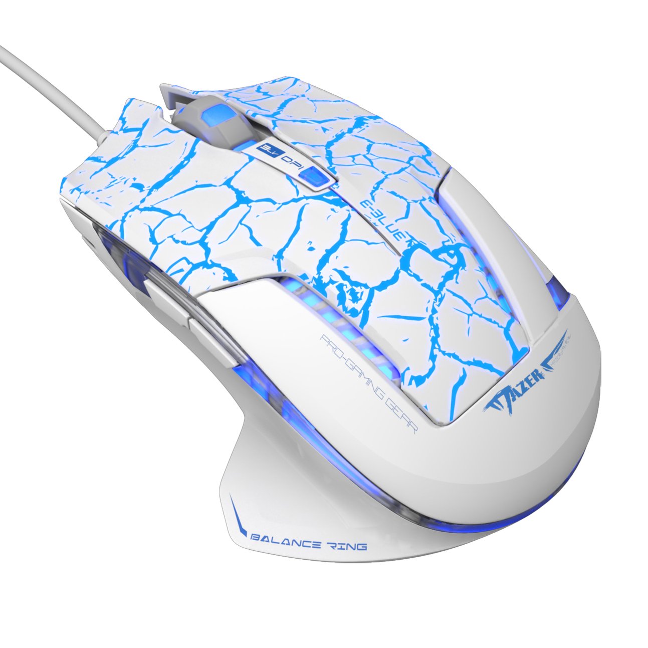 E-Blue EMS600 Mazer Pro Gaming Mouse with Additional Buttons / 2500 DPI / Avago Chipset / USB / White