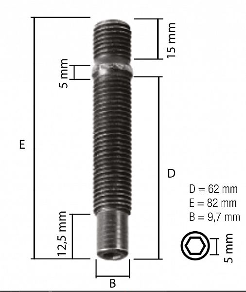 TIKKPOLT TP14X1.5 / 82 (62MM+5MM+15MM) PRD82CH5 TOPELTKEERMEGA