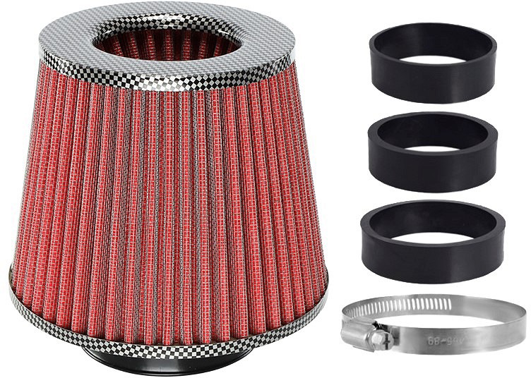 KOONUSFILTER PUNANE / CARBON 155X130X120MM + ADAPTERID 60 / 63 / 70MM CARMOTION