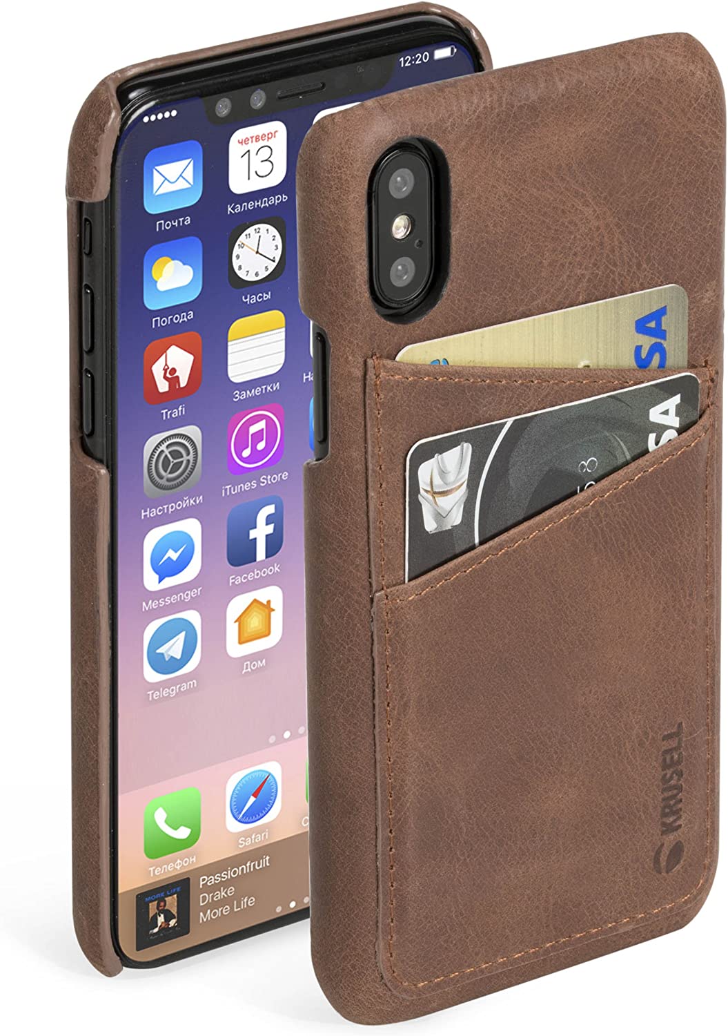 Krusell Sunne 2 Card Cover Apple iPhone X vintage cognac (61104)