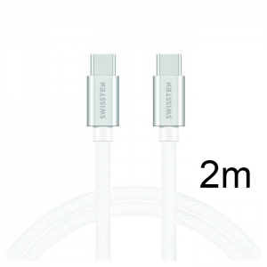 Swissten Textile Универсальный Quick Charge 3.0 USB-C - USB-C Кабель данных 2 м Серебряный