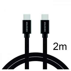 Swissten Textile Универсальный Quick Charge 3.1 USB-C на USB-C Кабель данных 2м черный
