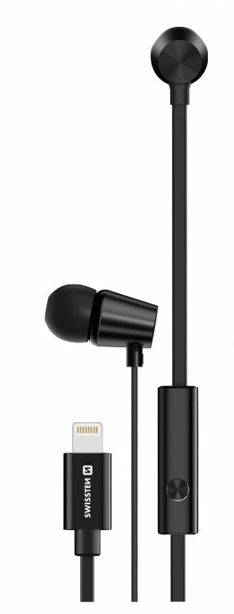 Swissten YS500 Stereo Earphones Lightning With Microphone and Remote / 1.2m Black