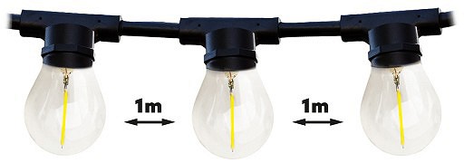 230V AIA / PEOVALGUSTI "MIMOSA" 20M JÄTKATAV MUST 20XE27 MAX 2300W IP44 A++ KOBI