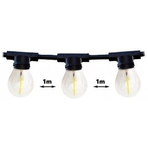 230V AIA / PEOVALGUSTI "MIMOSA" 20M JÄTKATAV MUST 20XE27 MAX 2300W IP44 A++ KOBI