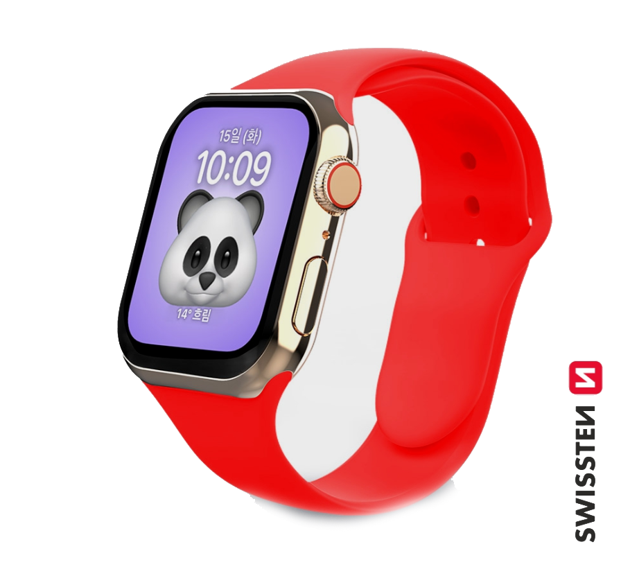 Swissten Cиликоновый Pемешок для Apple Watch 1/2/3/4/5/6 / SE / 38 мм / 40 мм / красный