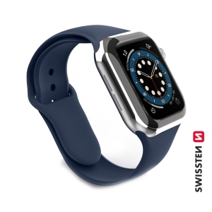 Swissten Cиликоновый Pемешок для Apple Watch 1/2/3/4/5/6 / SE / 42 мм / 44 мм / синяя