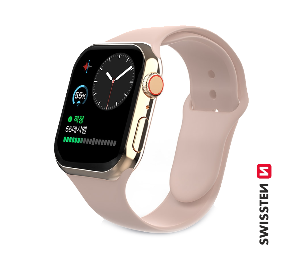 Swissten Cиликоновый Pемешок для Apple Watch 1/2/3/4/5/6 / SE / 38 мм / 40 мм / розовый