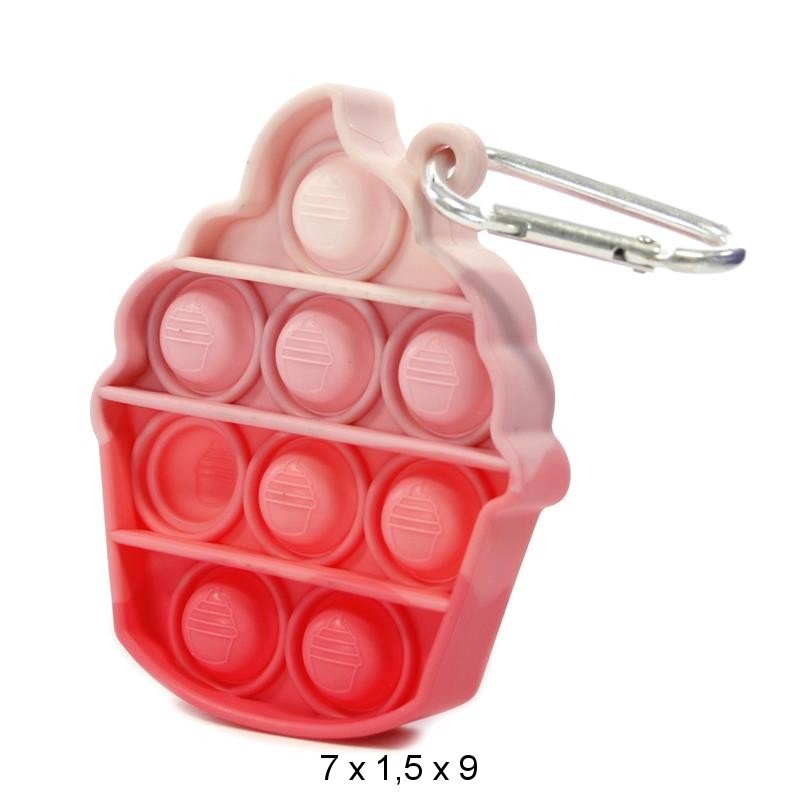 Mocco Simple Dimple Push Pop it Антистрессовая игрушка / Mороженое Брелок/ Kрасно-розовый