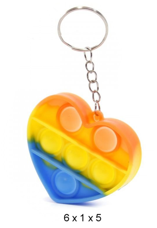 Mocco Simple Dimple Push Pop Antistress Sensory Toy / Heart keychain / Multicolored