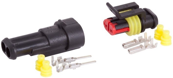 SUPERSEAL 2-PIN PISTIKUPESA + PISTIK 12-24V 15A IP67 CARMOTION