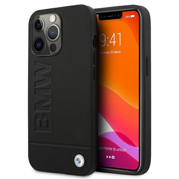 BMW BMHCP13LSLLBK Back Case Кожанный Чехол для телефона Apple iPhone 13 / 13 Pro Черный