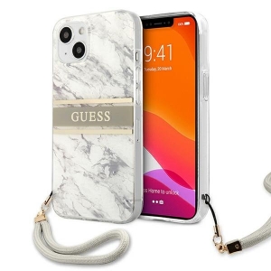 Guess GUHCP13SKMABGR Marble Strap Back Case for Apple iPhone 13 Mini Grey