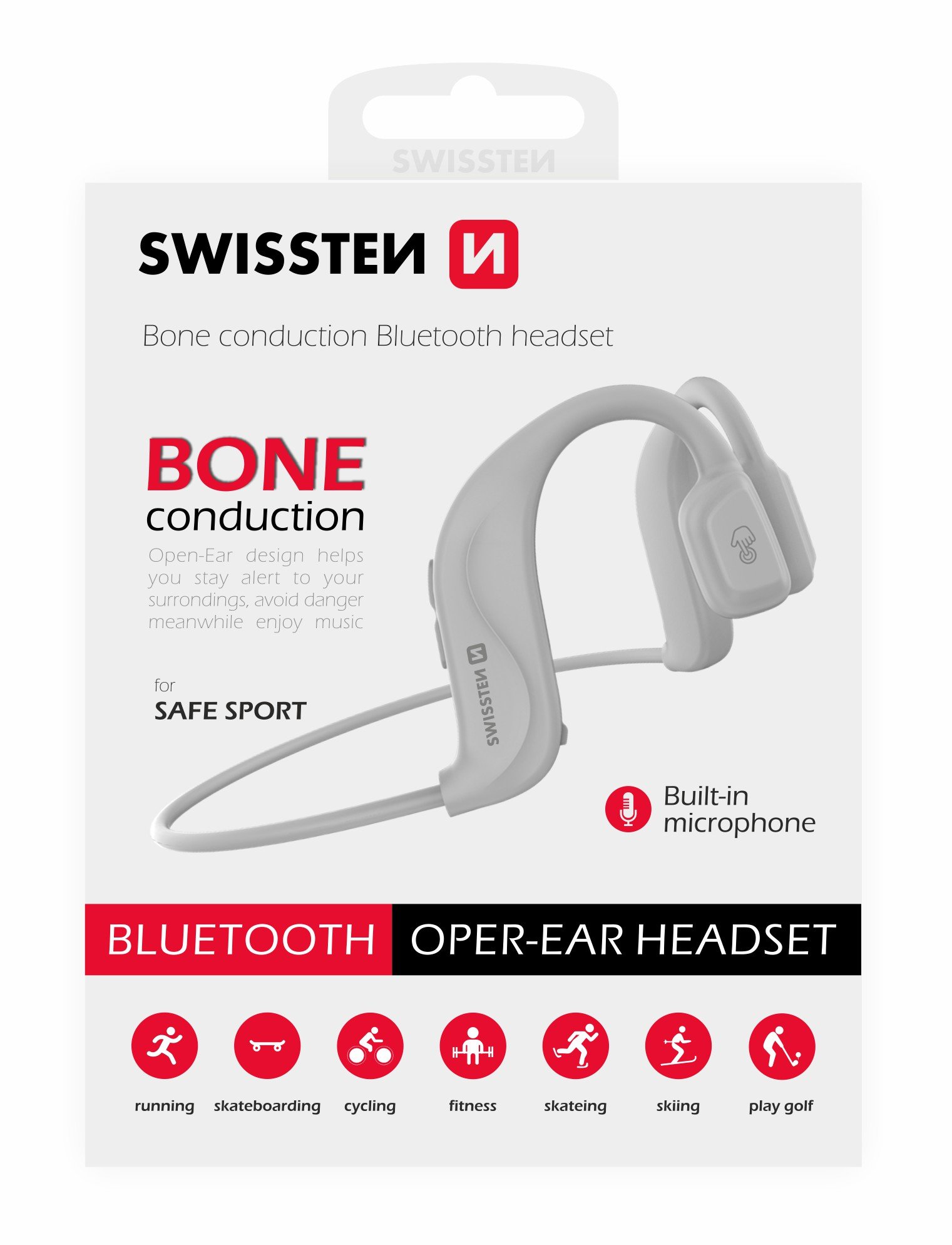 Swissten Bluetooth Bone Conduction Headphones White