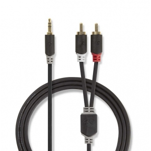 Nedis Aux Audio Cable 3.5 mm -> 2x RCA 0.5m Black