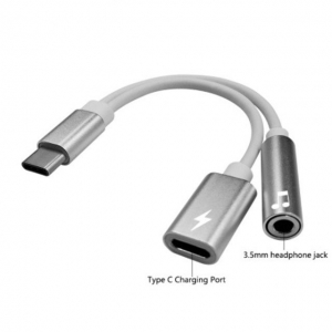 Roger AD15685 3.5 mm на USB-C Аудио Адаптер для Телефонов + Зарядка Серебряный (EU Blister)