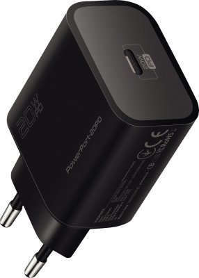 Promate PowerPort-20PD Premium Travel Charger Type-C PD 20W Black