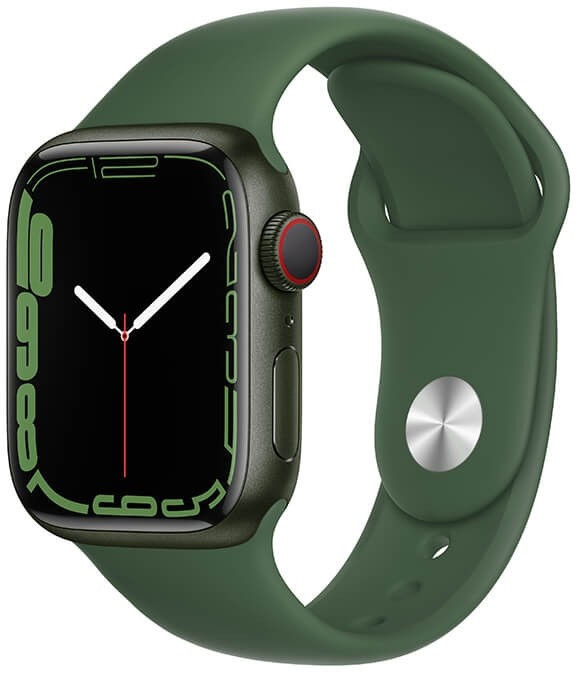 Apple Watch 7 GPS + Cellular 41mm Sport Band, green/clover (MKHT3EL/A)