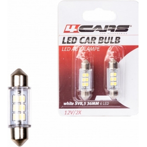12V SV8.5-8 LED PIRN 36MM VALGE BLISTER 2TK 4CARS