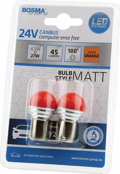 24V BAU15S LED PIRN 4.5W PY21W KOLLANE CANBUS BLISTER 2TK BOSMA