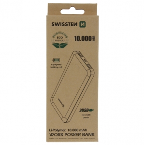 Swissten ECO Friendly Worx Power Portable Power Bank 2x 2.4А USB / Smart IC / 10000 mAh