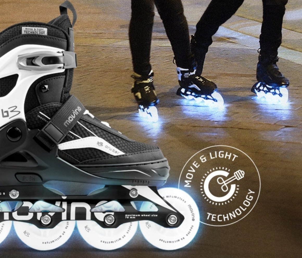 Movino Cruzer B3 Rollerblades LED lights size 34-37