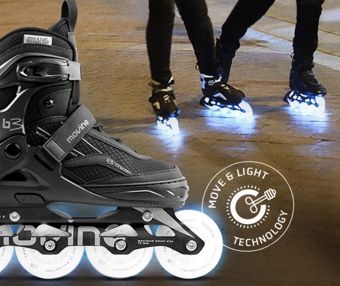 Movino Cruzer B3 Rollerblades LED lights size 34-37