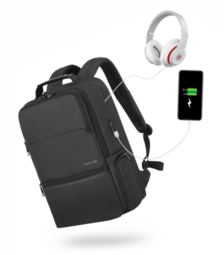 Swissten Laptop Backpack Рюкзак для портативного компьютера 15.6" и отделений с портом USB для зарядки смартфона