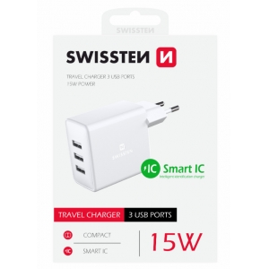 Swissten Smart IC Зарядное устройство 3x USB 3А 15W