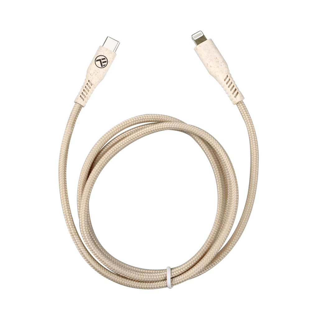 Tellur Green Data Cable Type-C To Lightning 2.4A PD20W 1m nylon cream