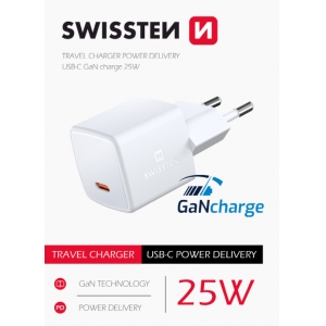 Swissten GaN Mini Travel Charger USB-C 25W PD
