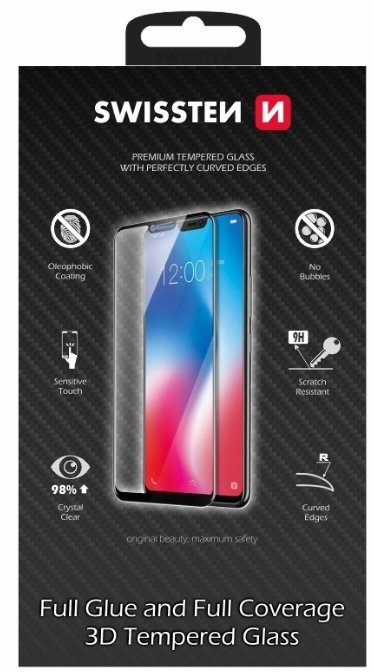 Swissten Ultra Durable Full Face / Full Glue Tempered Glass Premium 9H Xiaomi 12 Pro 5G Black