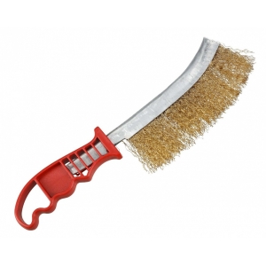 PLASTKÄEPIDEMEGA KÄSIHARI MESSINGHARJASTEGA (VELGEDE PUHASTAMISEKS). 270MM