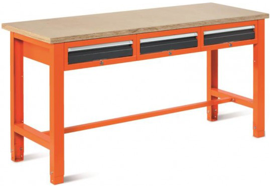 TÖÖLAUD SAHTLITEGA 1765X620MM. SWT17 / 2 STANDARDPLAADIGA. 3 SAHTLIT MALOW