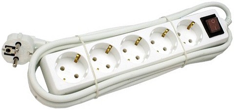 KONTORI PIKENDUSJUHE LÜLITIGA 5 PESA 1.5M 3X1.0MM2 VALGE