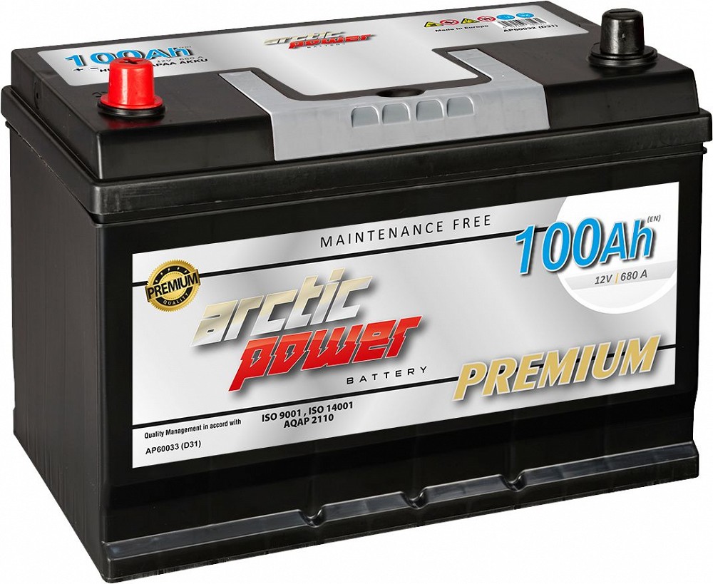 ARCTIC POWER PREMIUM AKU SMF 100AH 303X175X200 / 220 680A (EN) + / - (CARRIER)