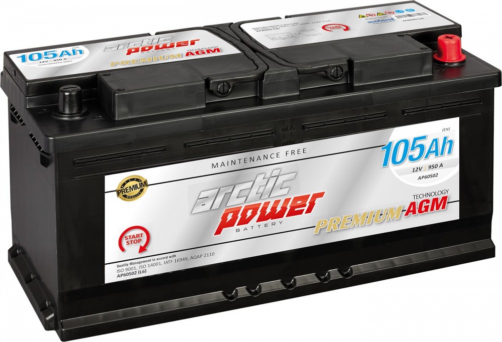ARCTIC POWER PREMIUM AKU AGM / SMF 105AH 392X175X190 950A (EN) - / +