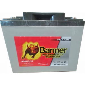 BANNER TRACTION BULL BLOC AGM 12V 51AH - / + 197X166X170MM