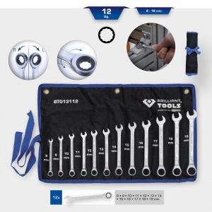 12-OS. TIRR SILMUS-LEHTVÕTMETE KOMPLEKT 8-19MM BRILLIANT TOOLS