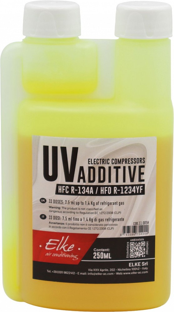 KLIIMASÜSTEEMI LEKKETUVASTUSE AINE (UV-VÄRV) POE R-134A / R-1234YF 250ML ELKE