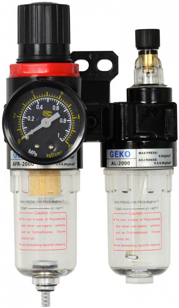 FILTER-REGULAATOR-ÕLITAJA 1 / 4". 500L / MIN. 0.5-9BAR GEKO