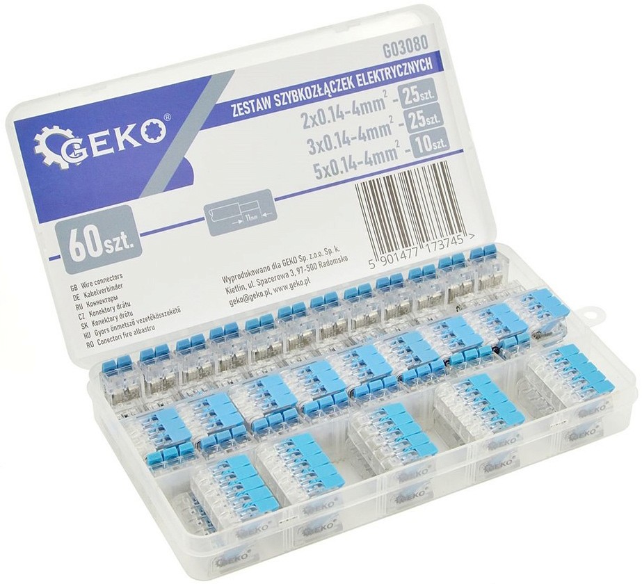 60-OS. WAGO TÜÜPI AVATAVATE KIIRKLEMMIDE KOMPLEKT 0.2-4MM GEKO