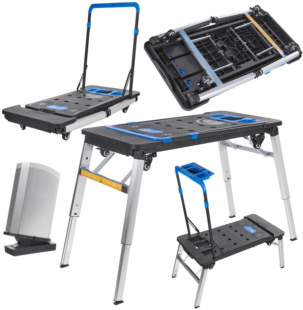 KOKKUPANDAV TÖÖPLATVORM / KÄRU TERAS / PLAST L1090X550MM. K520-780MM MAX 250KG GEKO